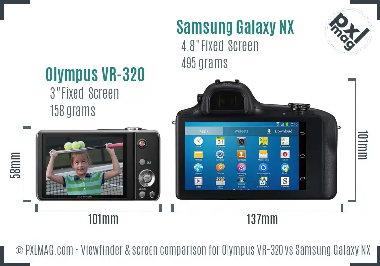 Olympus VR-320 vs Samsung Galaxy NX Screen and Viewfinder comparison