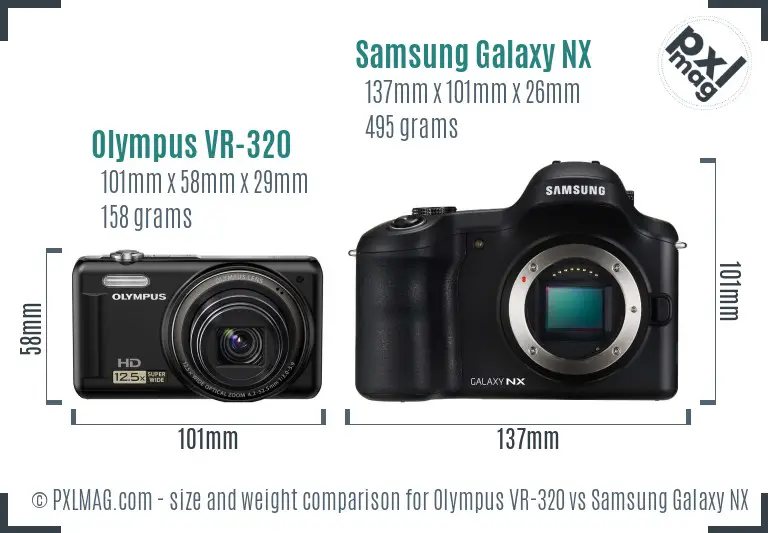 Olympus VR-320 vs Samsung Galaxy NX size comparison