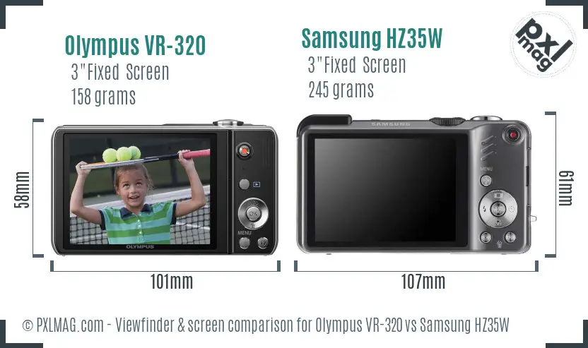 Olympus VR-320 vs Samsung HZ35W Screen and Viewfinder comparison