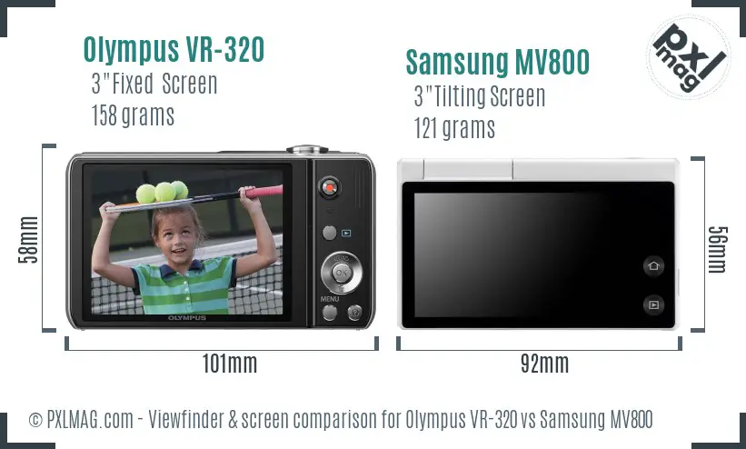 Olympus VR-320 vs Samsung MV800 Screen and Viewfinder comparison