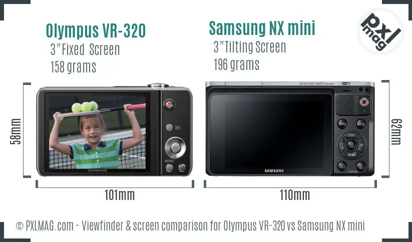 Olympus VR-320 vs Samsung NX mini Screen and Viewfinder comparison