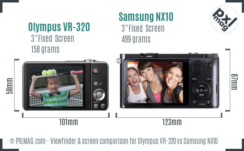 Olympus VR-320 vs Samsung NX10 Screen and Viewfinder comparison