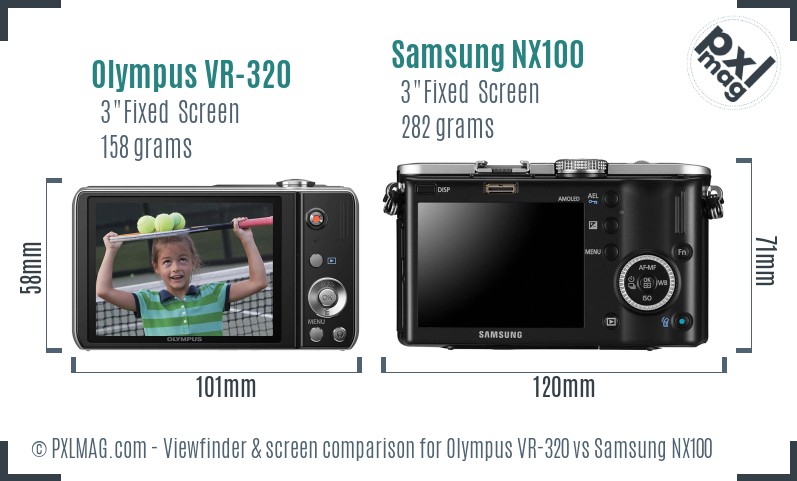 Olympus VR-320 vs Samsung NX100 Screen and Viewfinder comparison