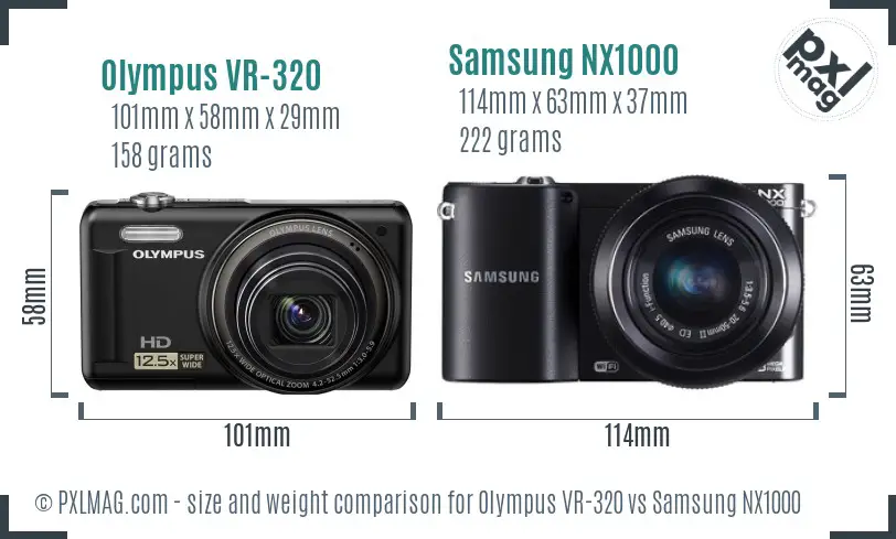 Olympus VR-320 vs Samsung NX1000 size comparison