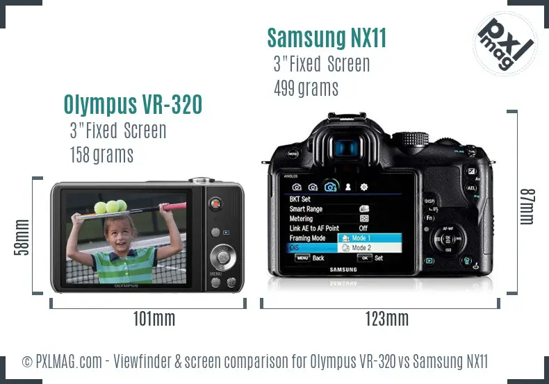 Olympus VR-320 vs Samsung NX11 Screen and Viewfinder comparison