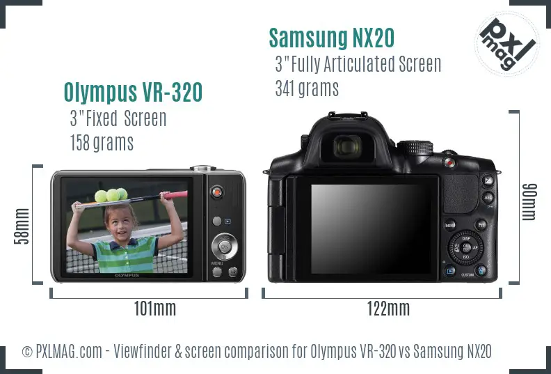 Olympus VR-320 vs Samsung NX20 Screen and Viewfinder comparison