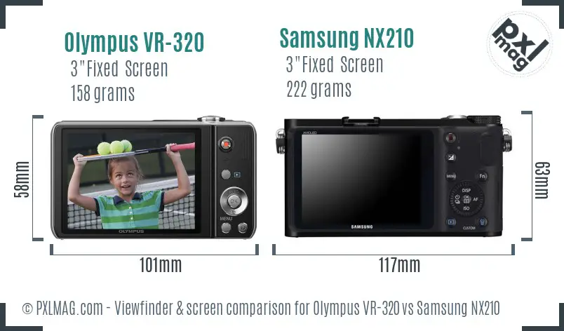 Olympus VR-320 vs Samsung NX210 Screen and Viewfinder comparison