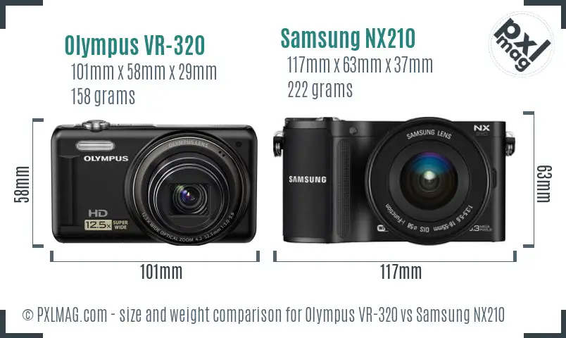 Olympus VR-320 vs Samsung NX210 size comparison
