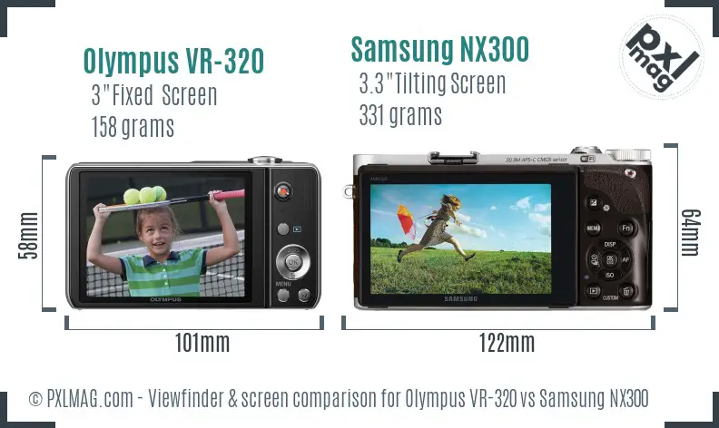 Olympus VR-320 vs Samsung NX300 Screen and Viewfinder comparison