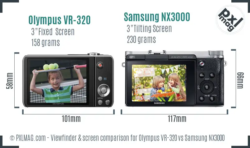 Olympus VR-320 vs Samsung NX3000 Screen and Viewfinder comparison Olympus VR-320 vs Samsung NX3000 Screen and Viewfinder comparison