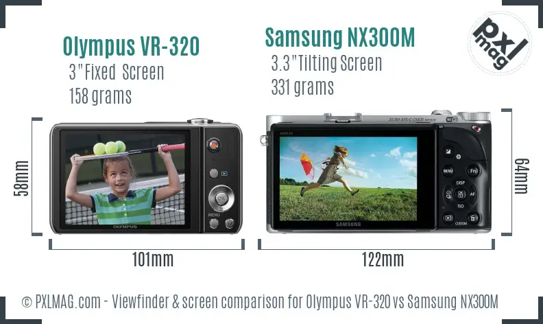 Olympus VR-320 vs Samsung NX300M Screen and Viewfinder comparison