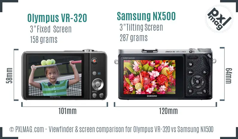 Olympus VR-320 vs Samsung NX500 Screen and Viewfinder comparison