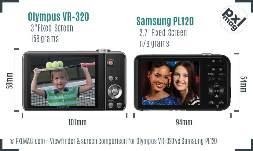 Olympus VR-320 vs Samsung PL120 Screen and Viewfinder comparison