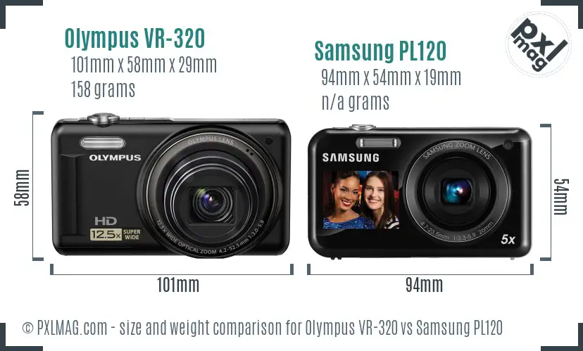 Olympus VR-320 vs Samsung PL120 size comparison