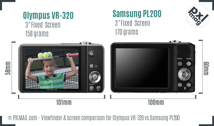 Olympus VR-320 vs Samsung PL200 Screen and Viewfinder comparison Olympus VR-320 vs Samsung PL200 Screen and Viewfinder comparison