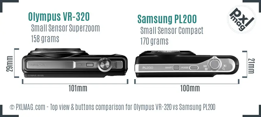 Olympus VR-320 vs Samsung PL200 top view buttons comparison Olympus VR-320 vs Samsung PL200 top view buttons comparison