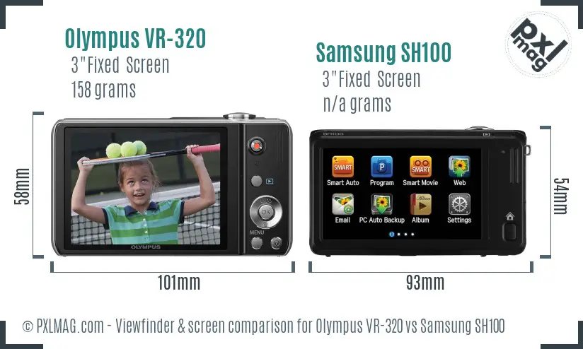 Olympus VR-320 vs Samsung SH100 Screen and Viewfinder comparison