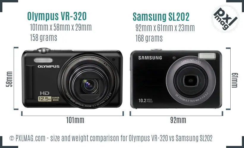 Olympus VR-320 vs Samsung SL202 size comparison