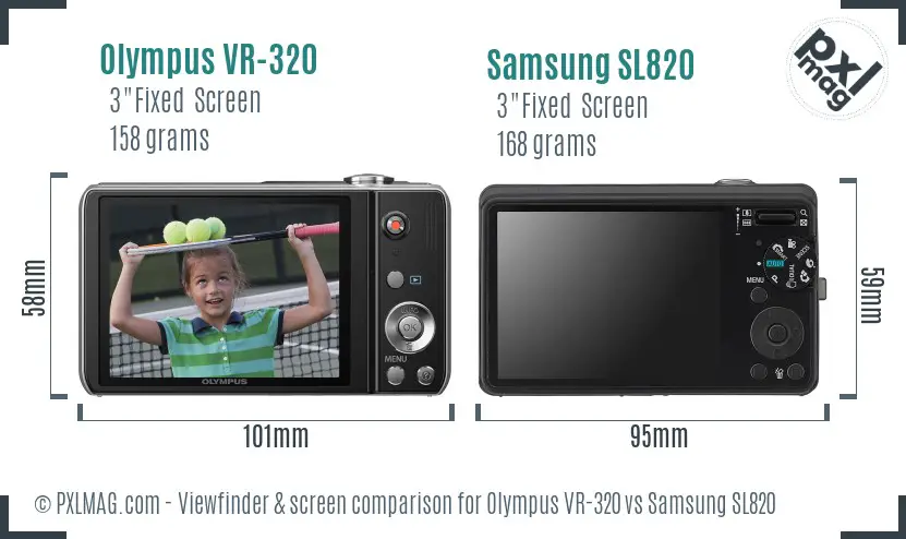 Olympus VR-320 vs Samsung SL820 Screen and Viewfinder comparison