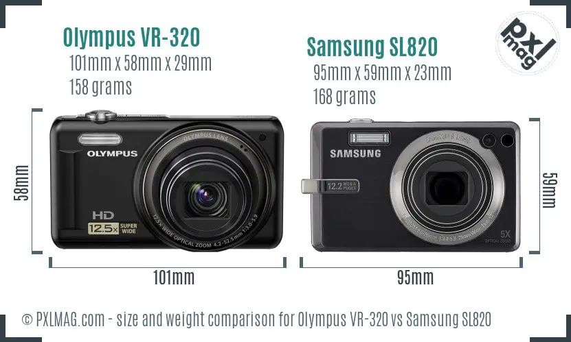 Olympus VR-320 vs Samsung SL820 size comparison