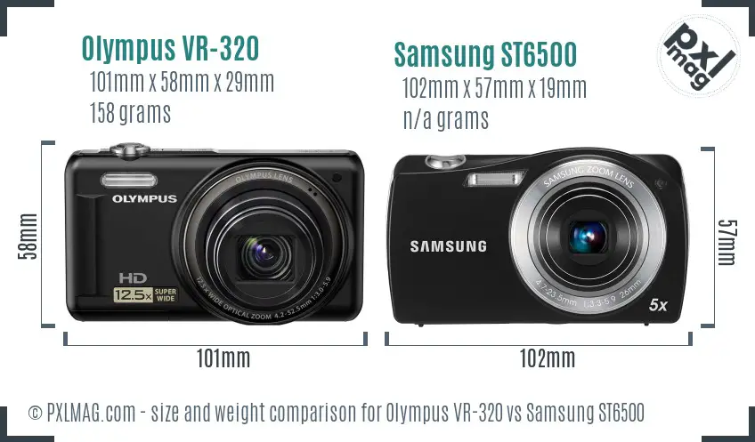 Olympus VR-320 vs Samsung ST6500 size comparison