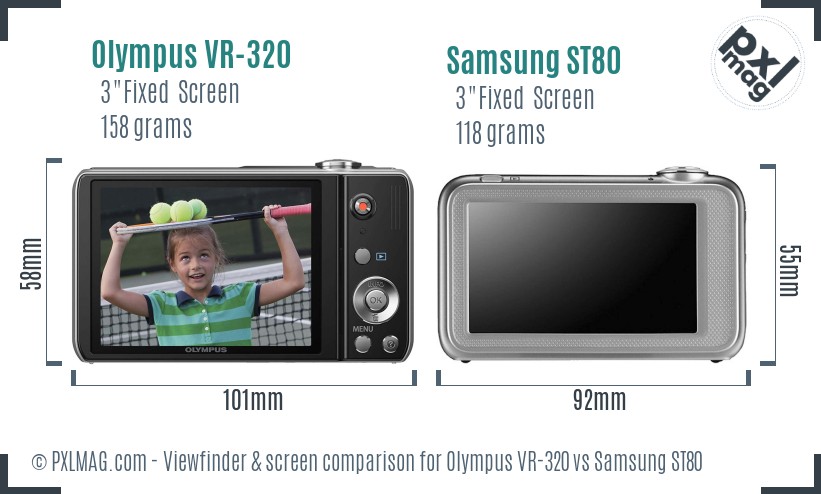 Olympus VR-320 vs Samsung ST80 Screen and Viewfinder comparison