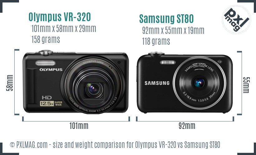 Olympus VR-320 vs Samsung ST80 size comparison
