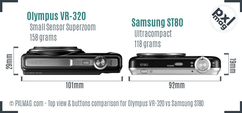 Olympus VR-320 vs Samsung ST80 top view buttons comparison