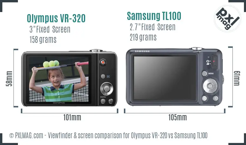 Olympus VR-320 vs Samsung TL100 Screen and Viewfinder comparison