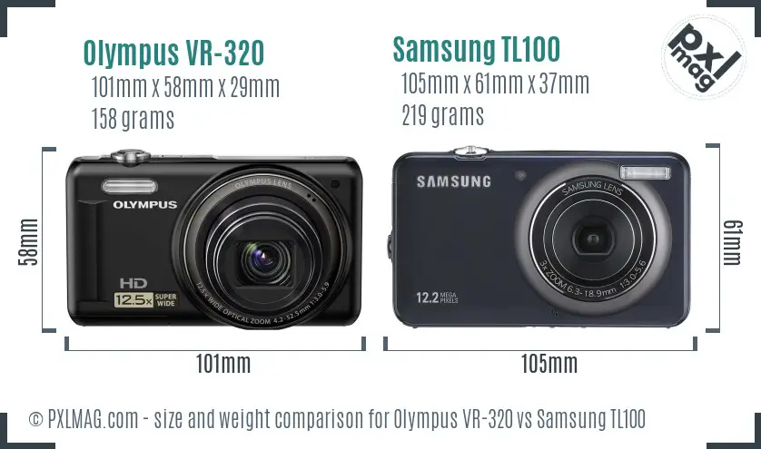 Olympus VR-320 vs Samsung TL100 size comparison