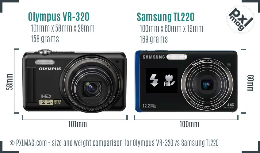 Olympus VR-320 vs Samsung TL220 size comparison