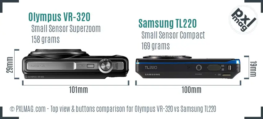 Olympus VR-320 vs Samsung TL220 top view buttons comparison