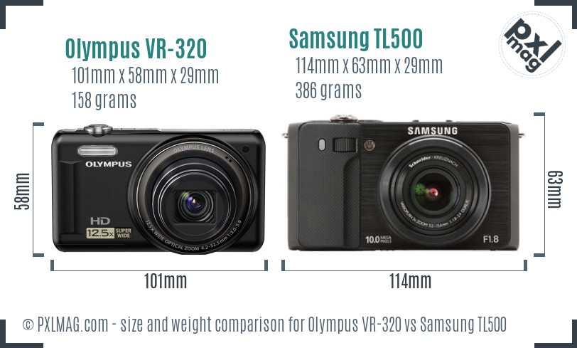 Olympus VR-320 vs Samsung TL500 size comparison Olympus VR-320 vs Samsung TL500 size comparison