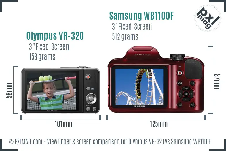 Olympus VR-320 vs Samsung WB1100F Screen and Viewfinder comparison