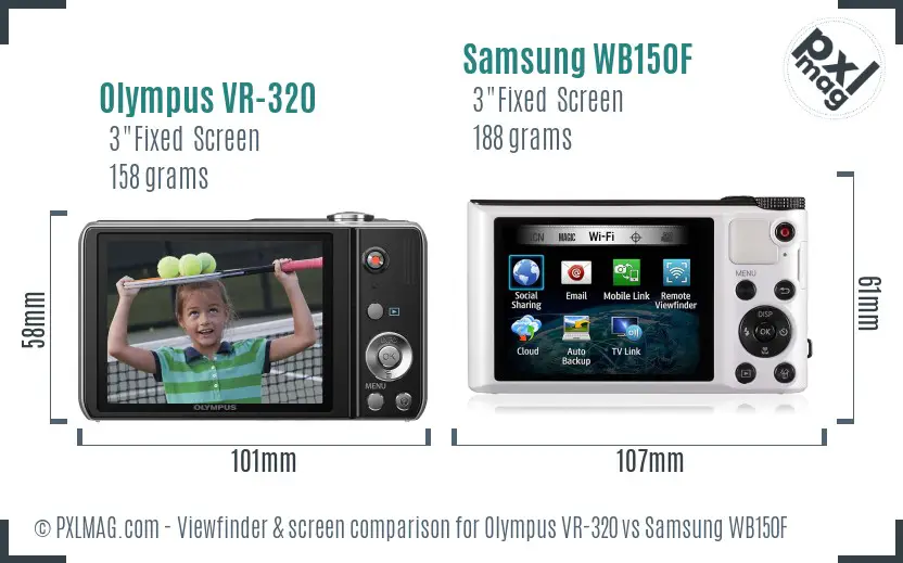 Olympus VR-320 vs Samsung WB150F Screen and Viewfinder comparison Olympus VR-320 vs Samsung WB150F Screen and Viewfinder comparison