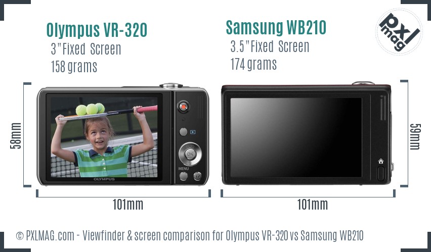Olympus VR-320 vs Samsung WB210 Screen and Viewfinder comparison
