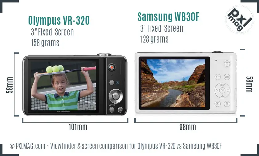 Olympus VR-320 vs Samsung WB30F Screen and Viewfinder comparison