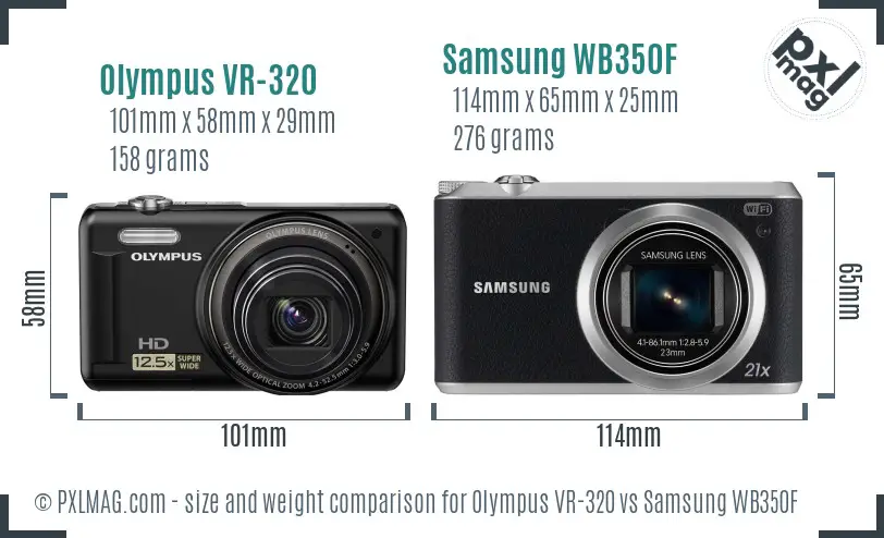 Olympus VR-320 vs Samsung WB350F size comparison