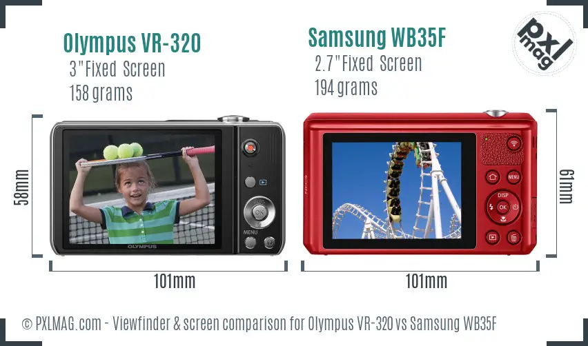 Olympus VR-320 vs Samsung WB35F Screen and Viewfinder comparison