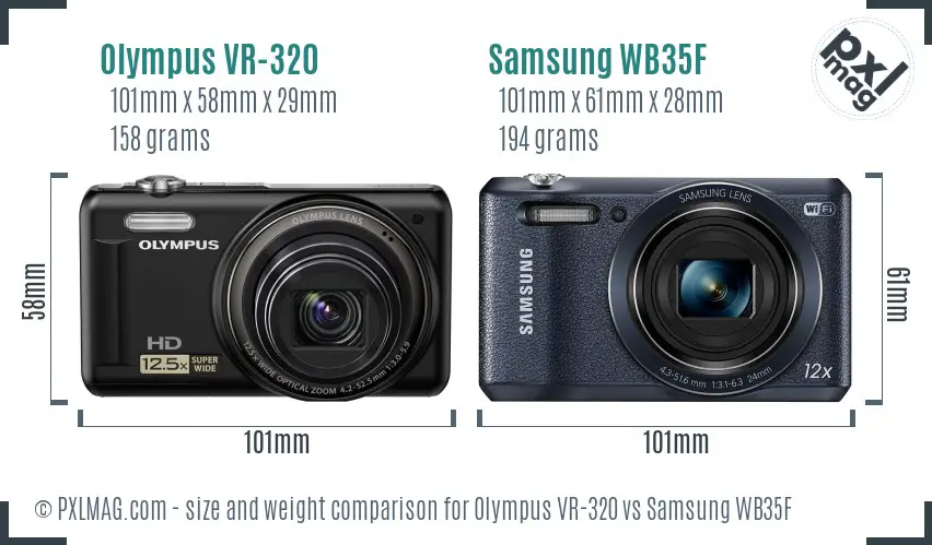 Olympus VR-320 vs Samsung WB35F size comparison