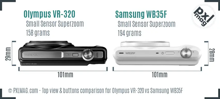 Olympus VR-320 vs Samsung WB35F top view buttons comparison