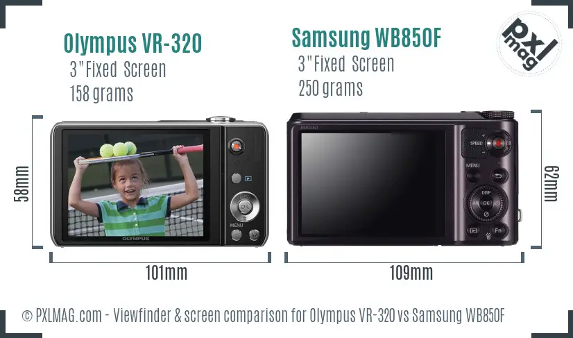 Olympus VR-320 vs Samsung WB850F Screen and Viewfinder comparison