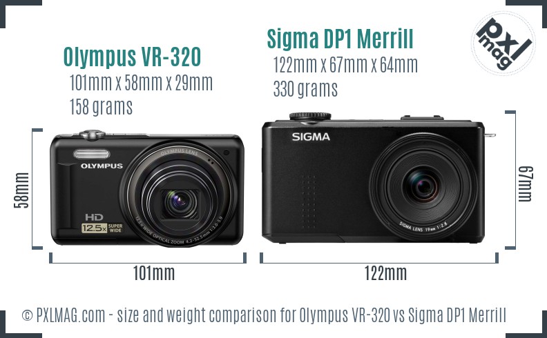 Olympus VR-320 vs Sigma DP1 Merrill size comparison