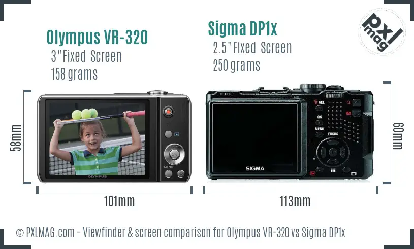 Olympus VR-320 vs Sigma DP1x Screen and Viewfinder comparison Olympus VR-320 vs Sigma DP1x Screen and Viewfinder comparison