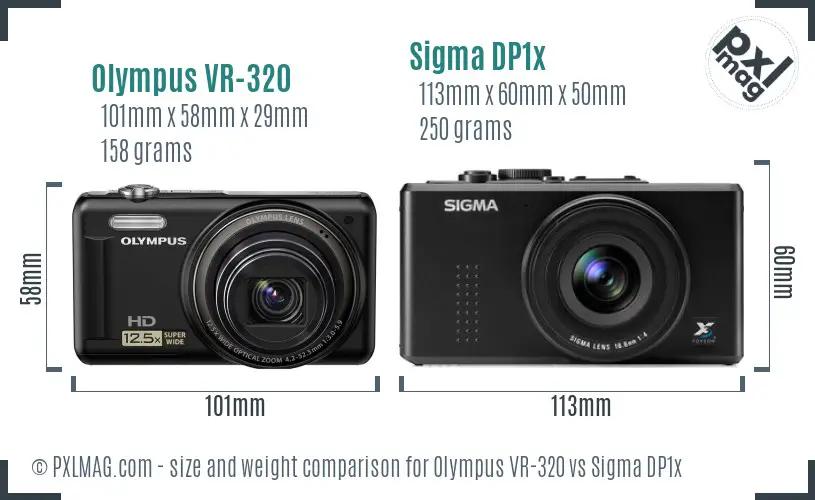 Olympus VR-320 vs Sigma DP1x size comparison Olympus VR-320 vs Sigma DP1x size comparison