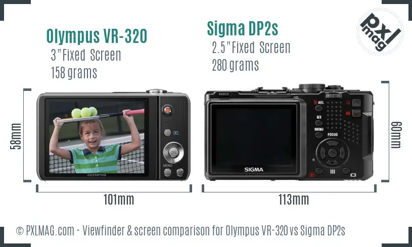 Olympus VR-320 vs Sigma DP2s Screen and Viewfinder comparison