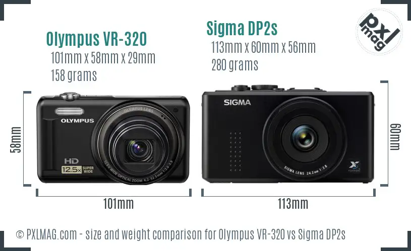 Olympus VR-320 vs Sigma DP2s size comparison