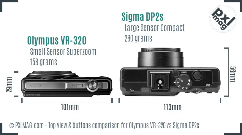 Olympus VR-320 vs Sigma DP2s top view buttons comparison