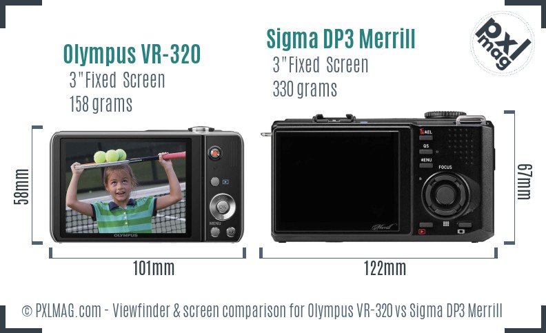 Olympus VR-320 vs Sigma DP3 Merrill Screen and Viewfinder comparison