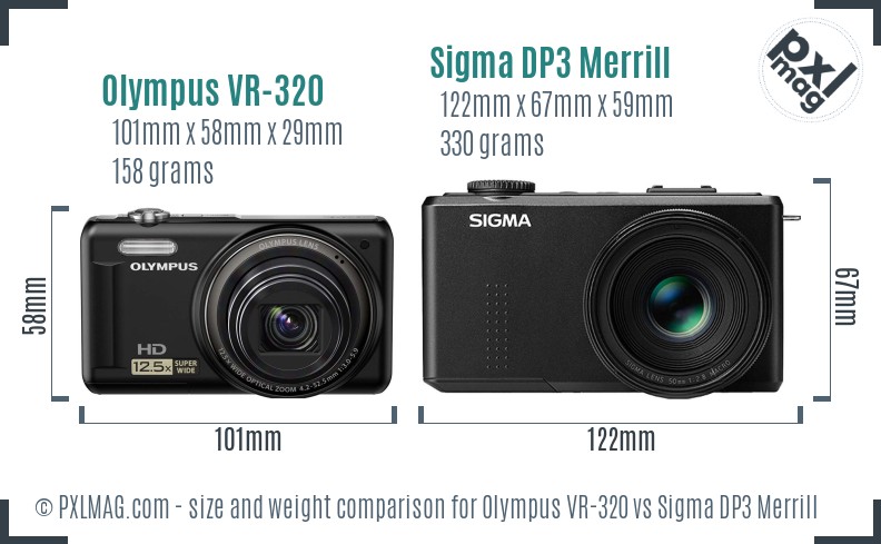 Olympus VR-320 vs Sigma DP3 Merrill size comparison